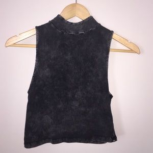 Black/grey turtleneck tank crop top