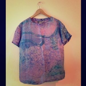 Diane Gilman silk blouse -- unique design!