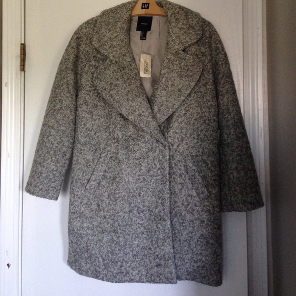 Grey oversized boucle winter jacket. Size small.
