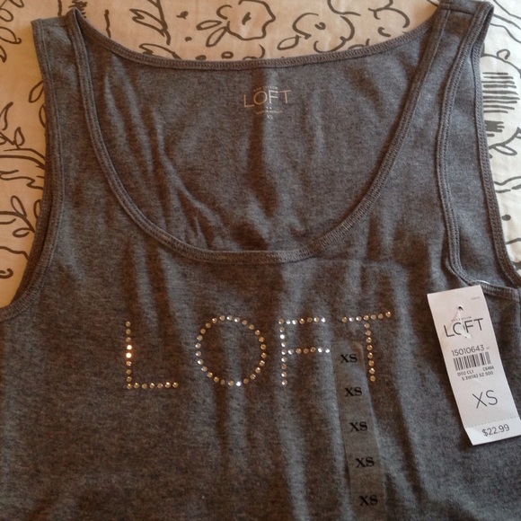 Loft grey tank with rhinestones. NWT
