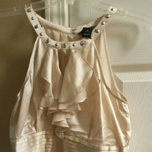 White house Black market silk champagne halter sz