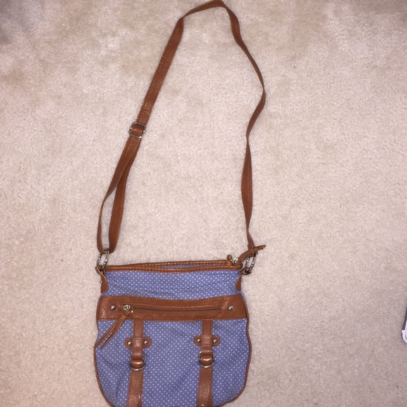 Blue and White polka dot cross body