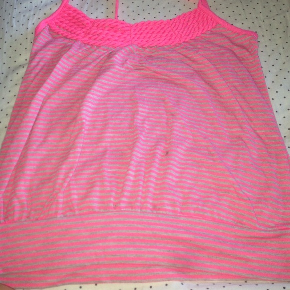Black and gray striped top.