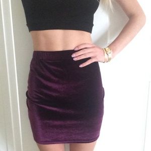 Velvet Burgundy Tight Skirt