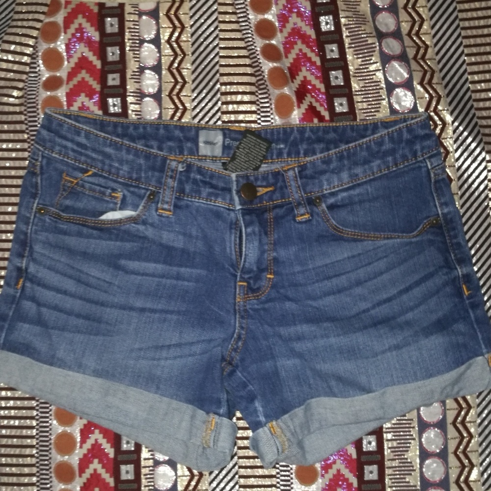 Cuffed Denim Shorts