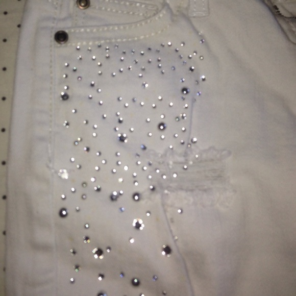 White sequenced jeans.