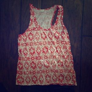 Bright Coral Sequin tank