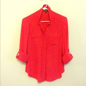 Ann Taylor red silk shirt