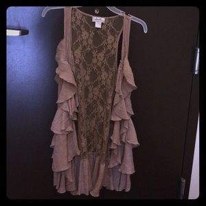 J Gee Sleeveless lace cardigan