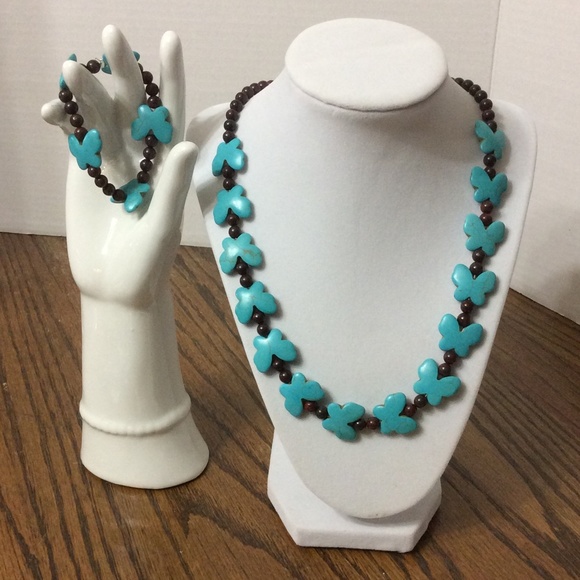 Handmade turquoise &Jasper necklace & Bracelet set - Picture 2 of 2