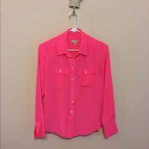 Jcrew Blythe silk shirt in hot pink