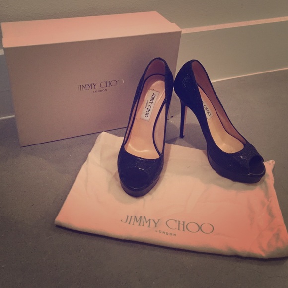 Jimmy Choo glitter peep toe heels