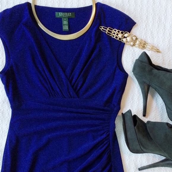 Ralph Lauren Ruched Cobalt Sheath
