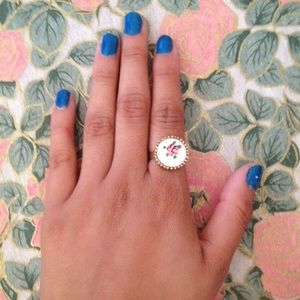 Vintage Hand painted Floral ring