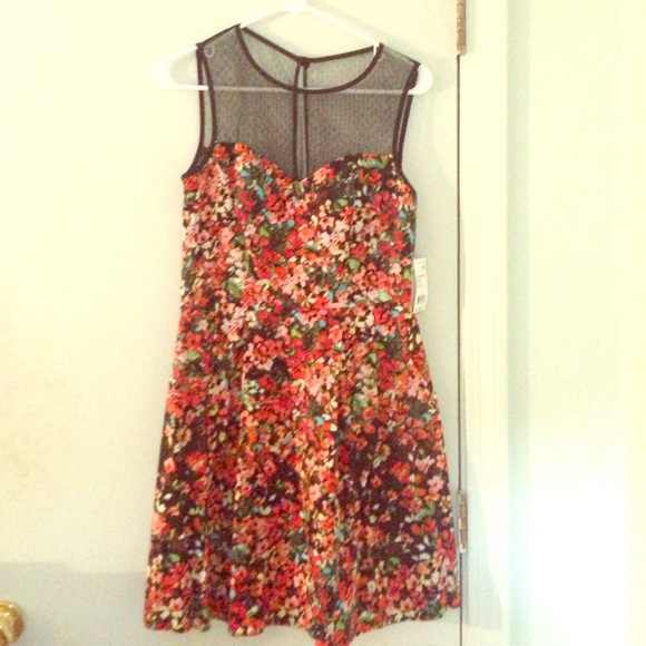 Black/pink/red floral dress