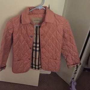 Girls Pink Burberry Quilted Jacket size 8