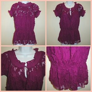 Burgundy peasant top