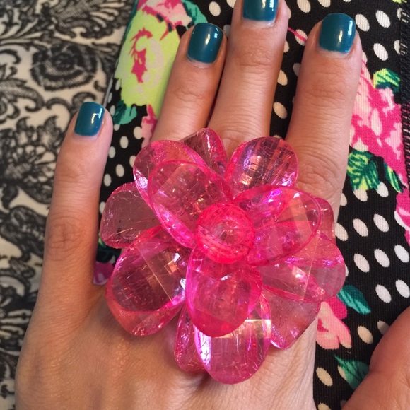 Oversized Hot Pink Ring Adjustable