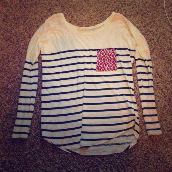 Anthropologie Striped Long Sleeve top with Pocket