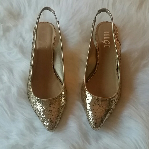 Gold Sequin Kitten Heels