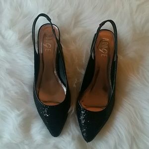 Black Sequin Kitten Heels