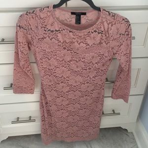 Blush fitted lace dress