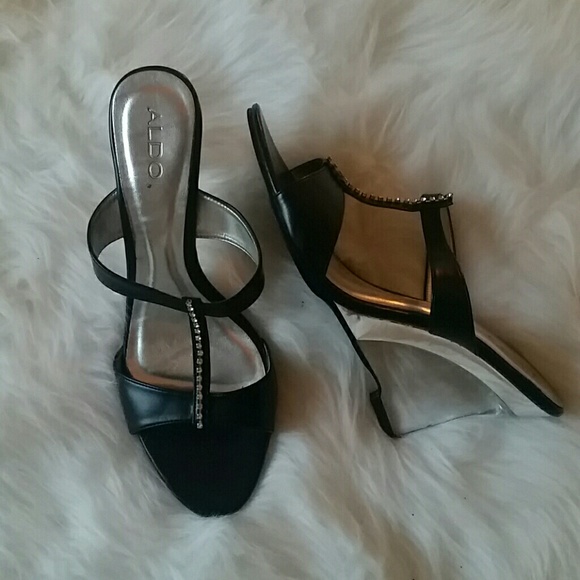 ALDO Clear Wedge Rhinestone Sandals