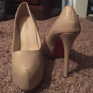 nude platform heels