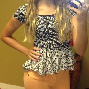 Black and white print dress shirt