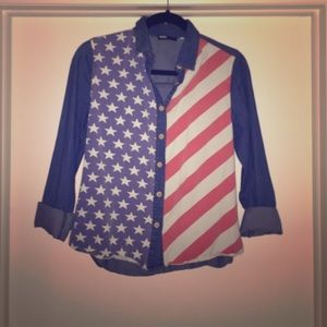 American flag button up