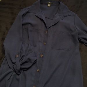 Navy Forever 21 button up Blouse