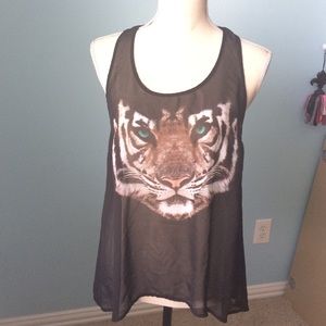 Black graphic tank top