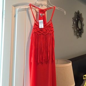 Orange Fringe Dress size small