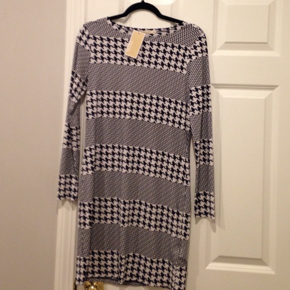 NEW Michael Kors Houndstooth Herringbone Dress - Picture 2 of 4