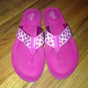 Pink coach sandals