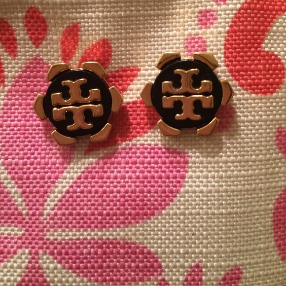 Tory Burch Accessories - SOLD Tory Burch Logo BlackGold Statement Earrings!