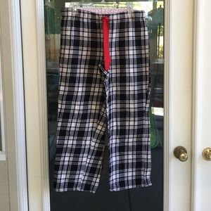 Black and white plaid pajama bottoms