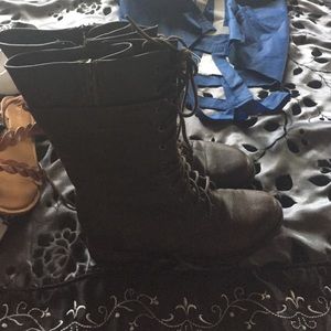 Brown combat boots