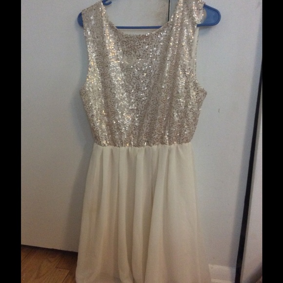 Gold Sequined and Creme dress - Picture 1 of 1