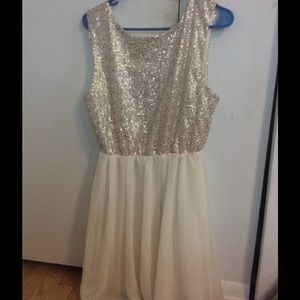 Gold Sequined and Creme dress