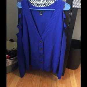 Royal blue cutout cardigan