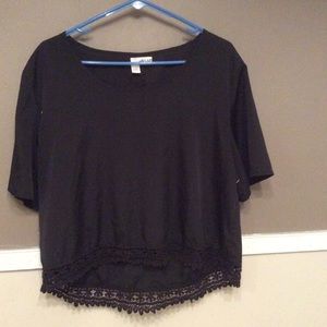 Black sleek tee with lace bottom