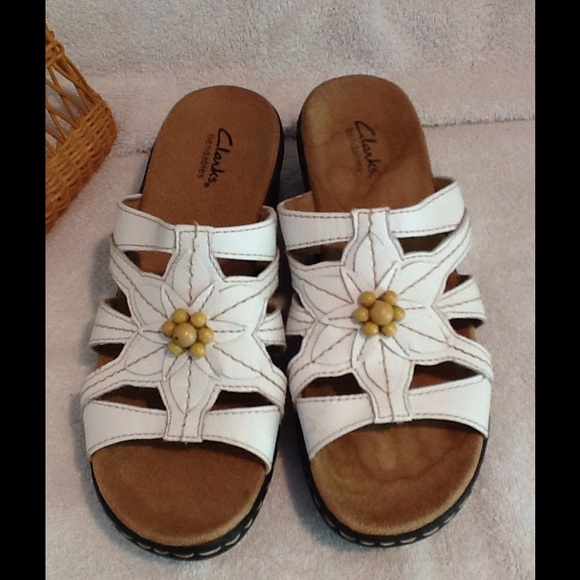white clark sandals