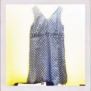 Blue & white polka-dot cotton dress. NWOT.