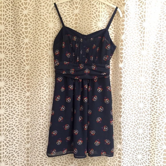 Urban Outfitters Navy Floral & Flowy Trapeze Dress