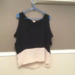 Black and Creme open shoulder top