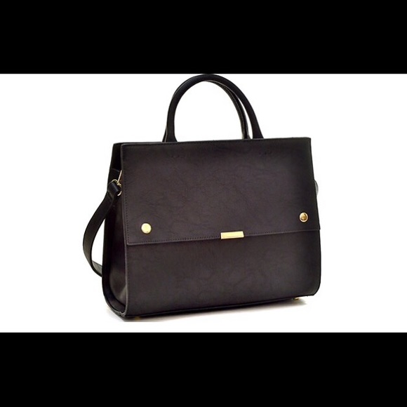 Dasein faux leather snap-front satchel