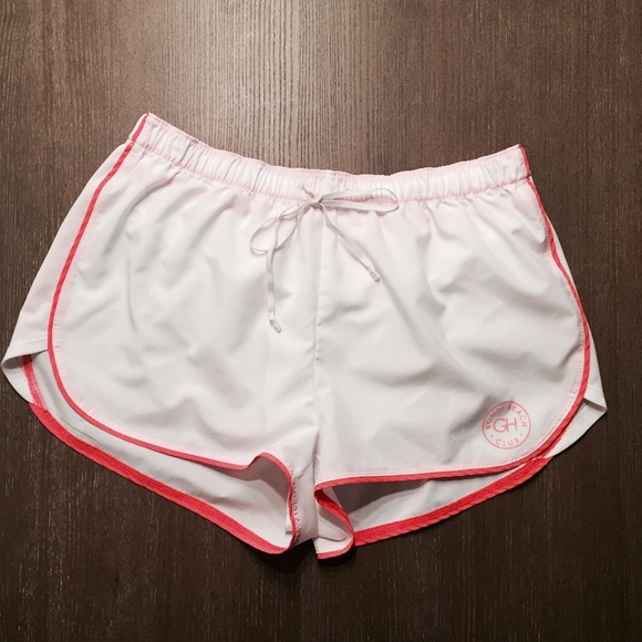 White Gilly Hicks Athletic Shorts w/ pink trim