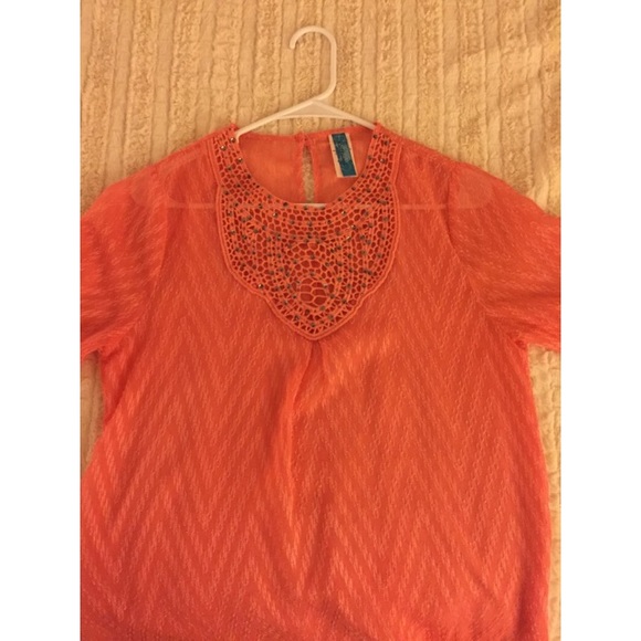 Francesca's Orange Peasant Blouse