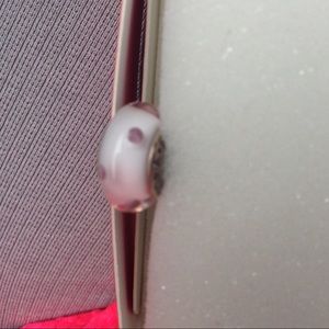 White and Purple Dot Murano Glass Pandora Charm